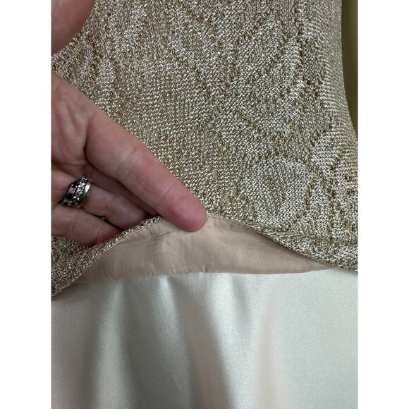 Vintage Y2K Bari Jay Champaign Maxi Dress Gown lace bodice full skirt size 11-12 - Picture 10 of 12